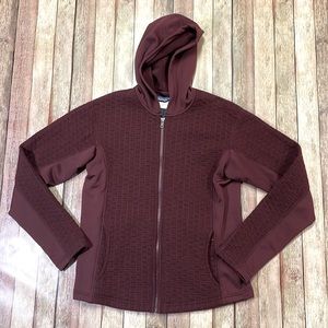 Patagonia women L Large red wool blend full zip up outdoor hoodie sweatshirt